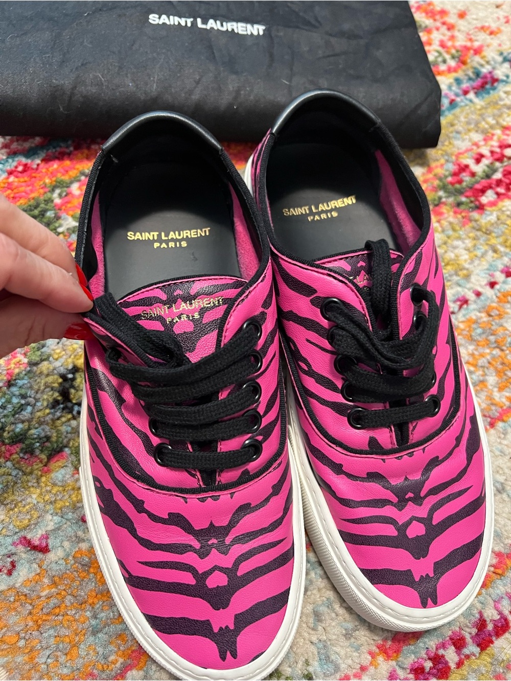 Saint Laurent pink zebra sneakers, worn once! Size 6